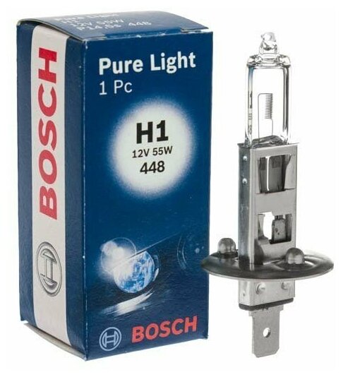 Bosch Лампа накаливания H1 (P14,5s) 12V 55W Pure Light 1987302011 EAN: 3165141238433