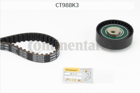 Contitech комплект ГРМ ремень зубчатый с роликами, комплект Logan 1.6 8 клапанов CT988K3 OE: 130C17480R EAN: 4010858577896
