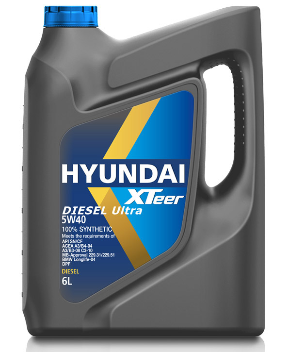 HYUNDAI XTeer Diesel Ultra 5W-40 C2/C3 CF/SN 6л Синтетическое моторное масло  1061223