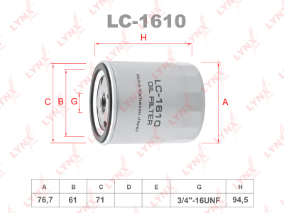 LYNXAUTO Фильтр масляный LC1610 OE: 1007705,30731879 EAN:4905601033821