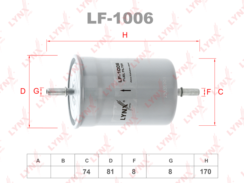 LynxAuto Фильтр топливный бензин для VAG LF1006 OE: 1J02101511A EAN: 4905601007075