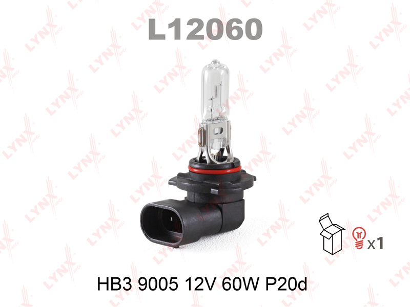 LynxAuto Лампа 12V HB3 60W P20d 9005 1 шт. картон L12060 EAN: 4905601009031