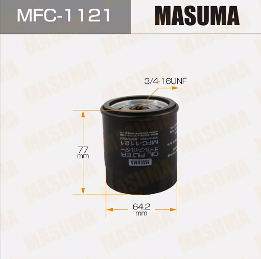 MASUMA Фильтр масляный PEUGEOT 107 MFC1121 OEM:9091510003/1106013221/90915-YZZJ1 EAN:4560116740000