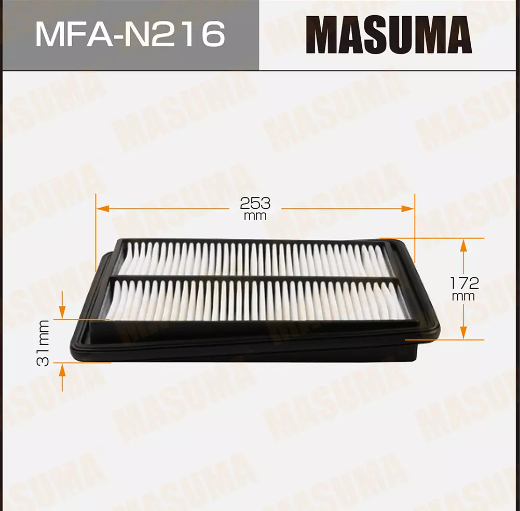 MASUMA Фильтр воздушный NISSAN QASHQAI-  X-TRAIL MFAN216 OEM:165464BA1A EAN:4560116765898