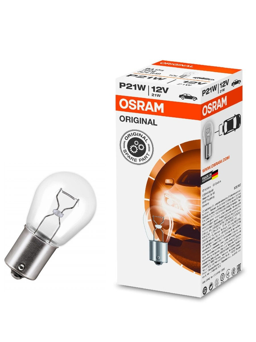 Osram Лампа накаливания P21W (S25) (BA15s) 12V 21W Original Line 7506 EAN: 4050300524849