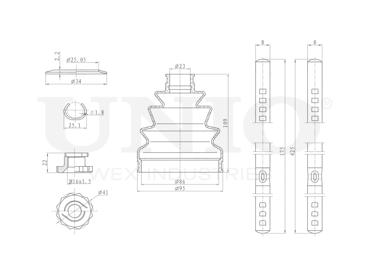 UNIO Пыльник ШРУС, комплект VW Polo IV,V 01-, Golf III 93-, Skoda Rapid (NH1,NH3) 12-DUC30003K  OE:6Q0498203A EAN:4657814488911